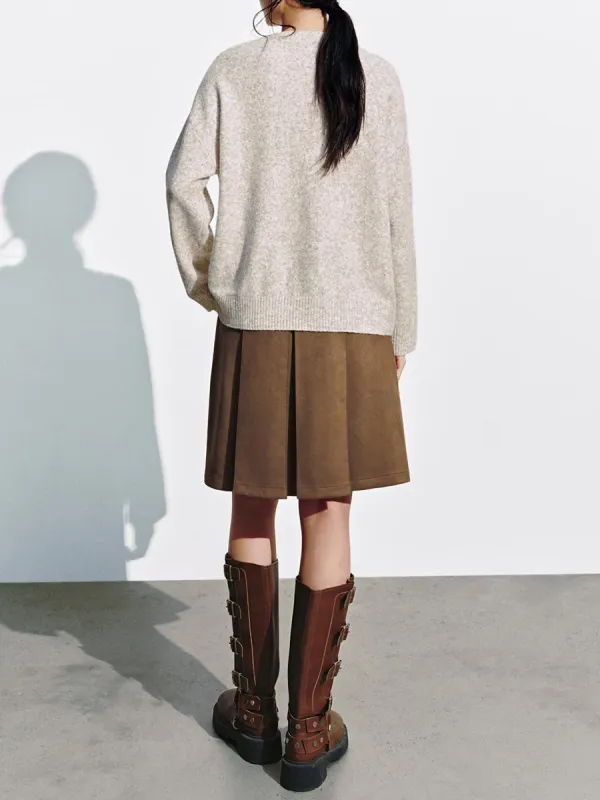 Lady's Cartoon Cat Embroidered Round-Neck Sweater