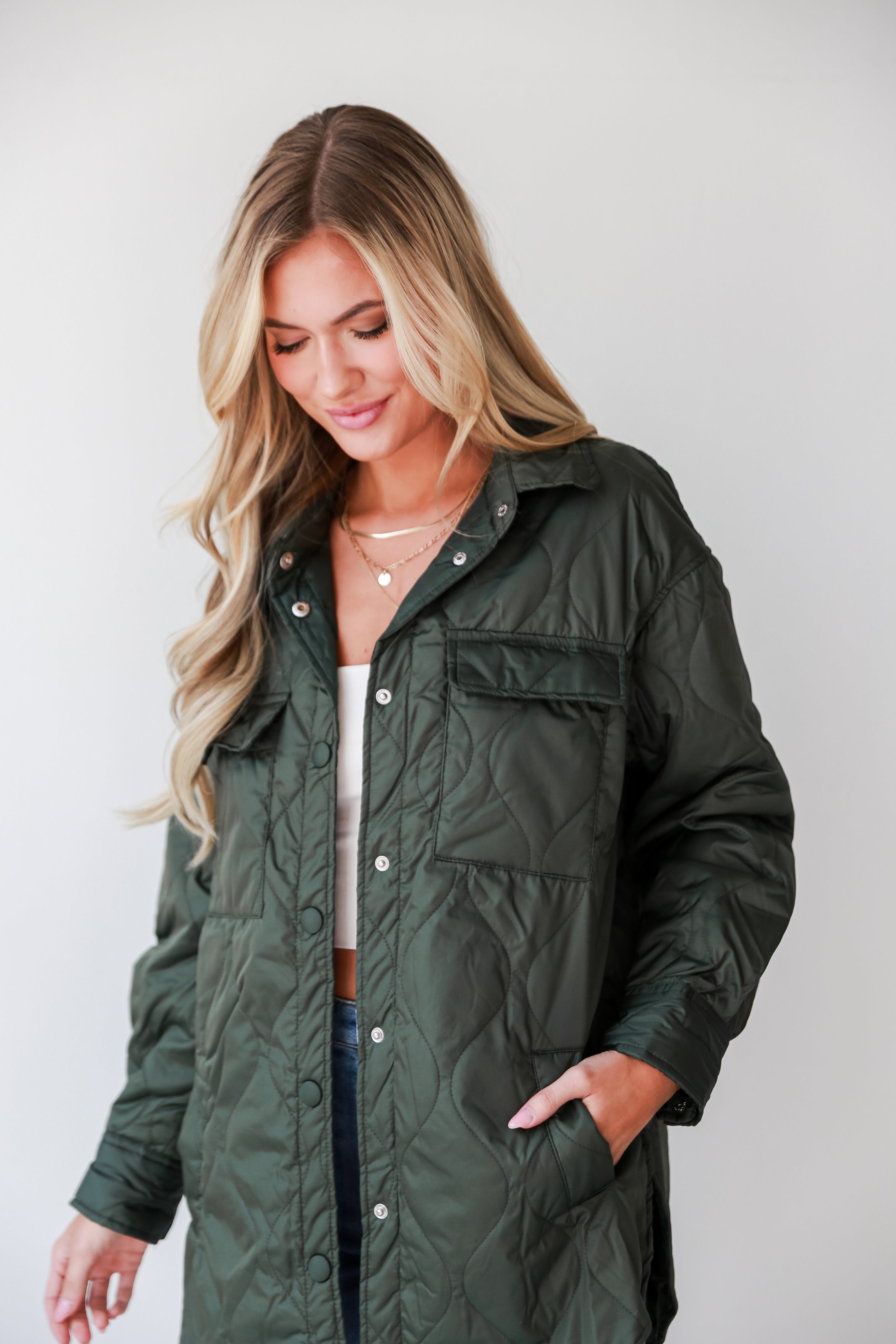 Colder Days Olive Quilted Jacket