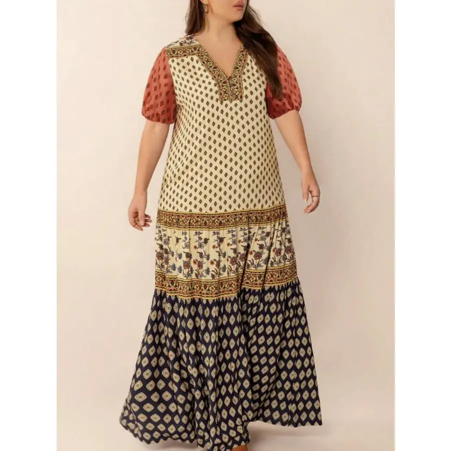 Plus Size Ruched Short Sleeve Midi Dress