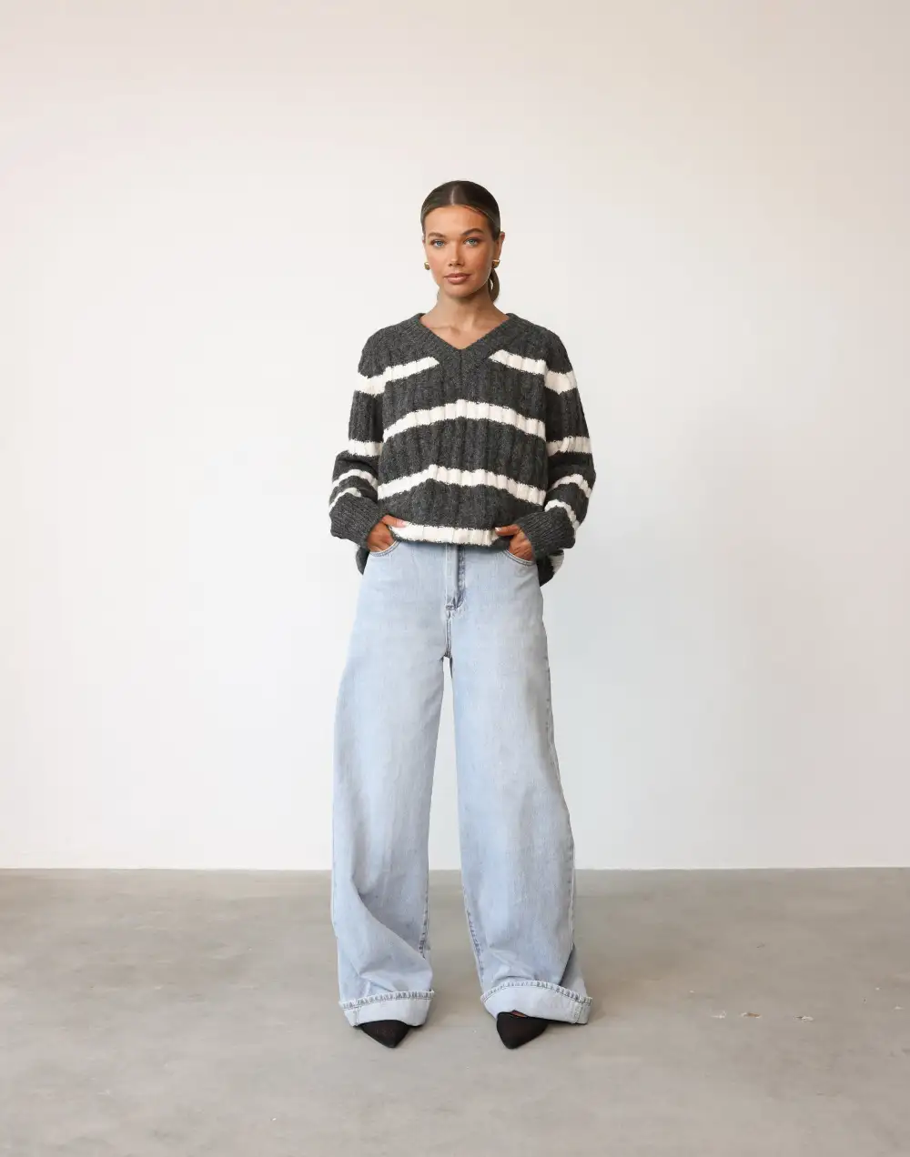 Baely Knit Jumper (Slate Stripe)