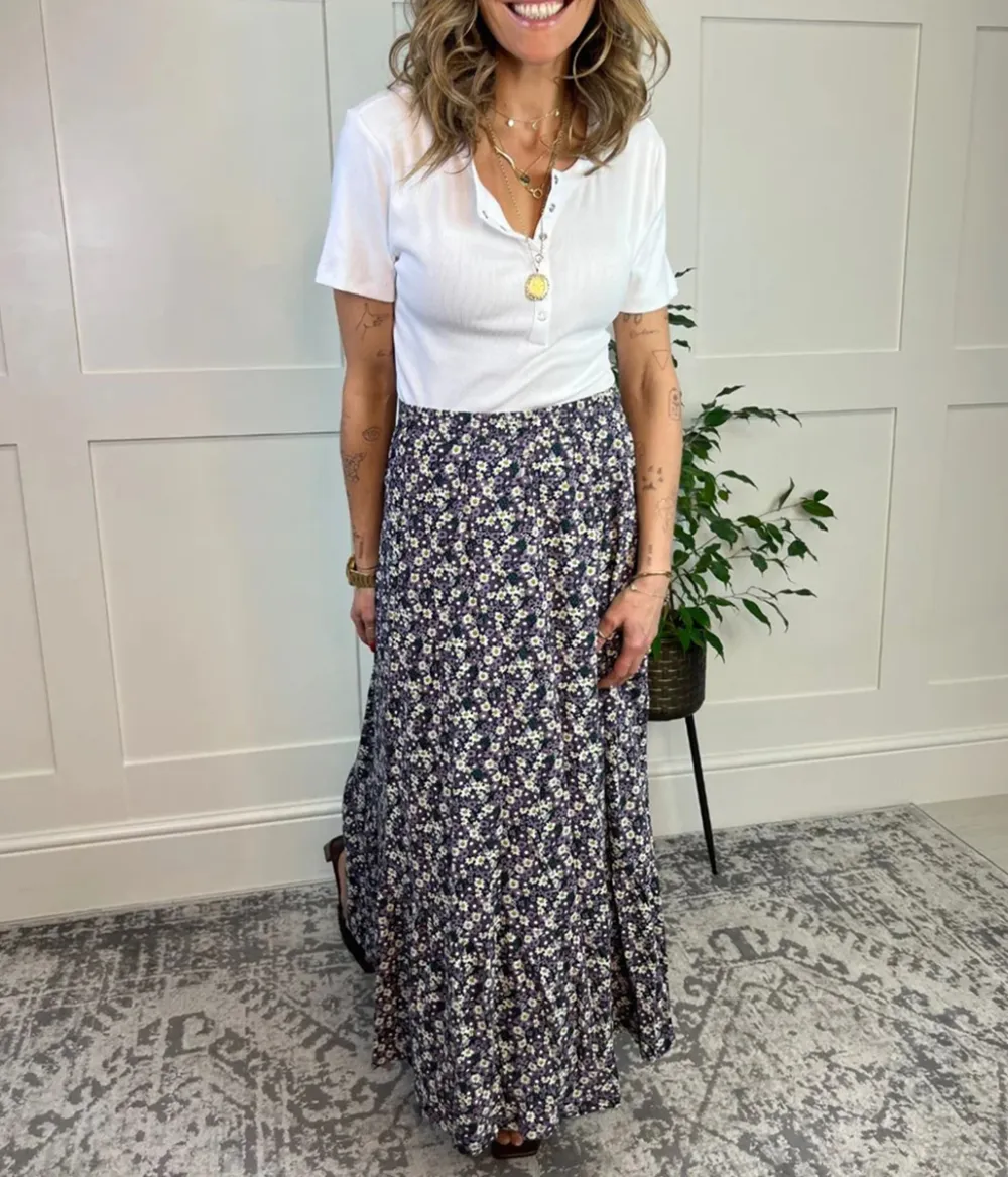 Floral Guiding Light Jersey Maxi Skirt