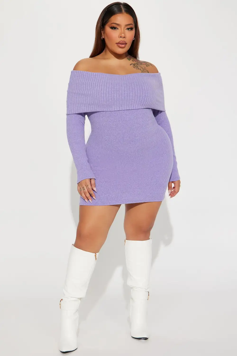 Ellie Sweater Mini Dress - Lavender