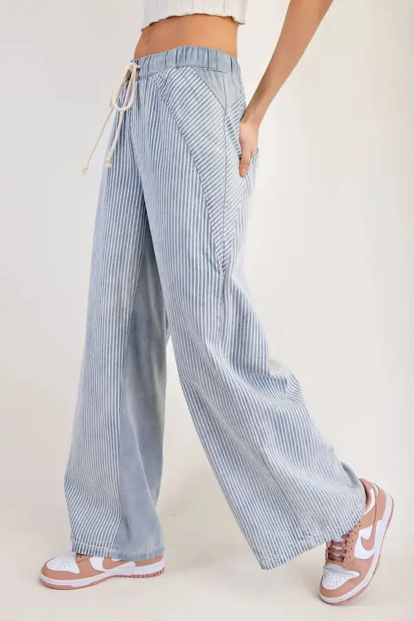 Pinstripe Wide Leg Trousers