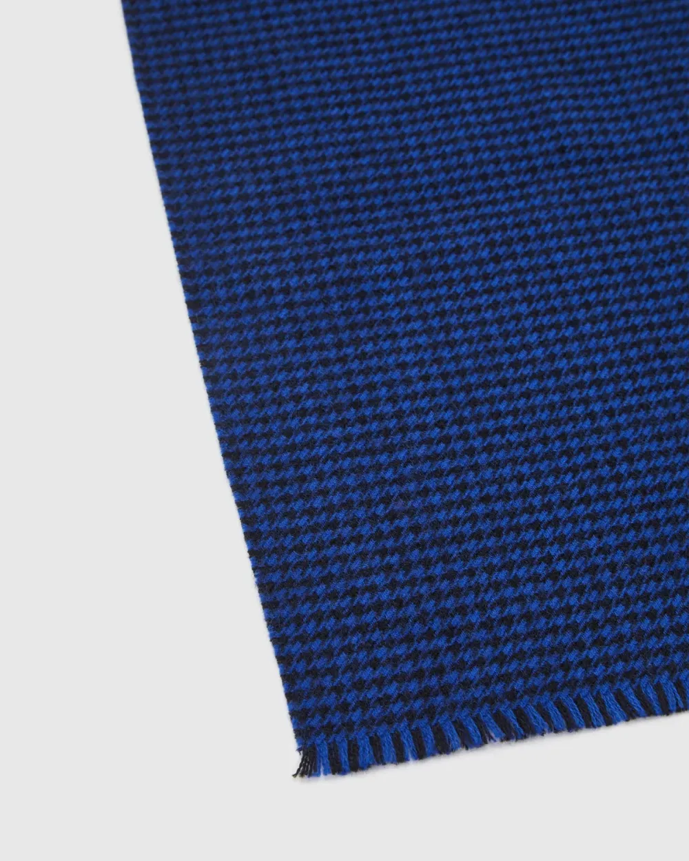 Navy Blue Checkered Wool Scarf