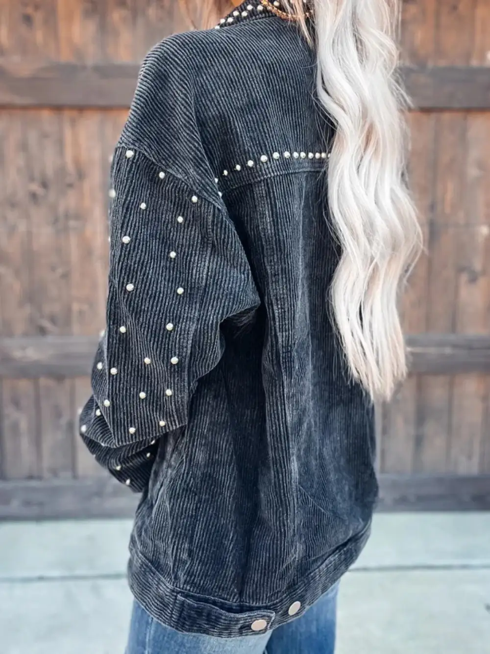 Studded Collared Button-down Jacket