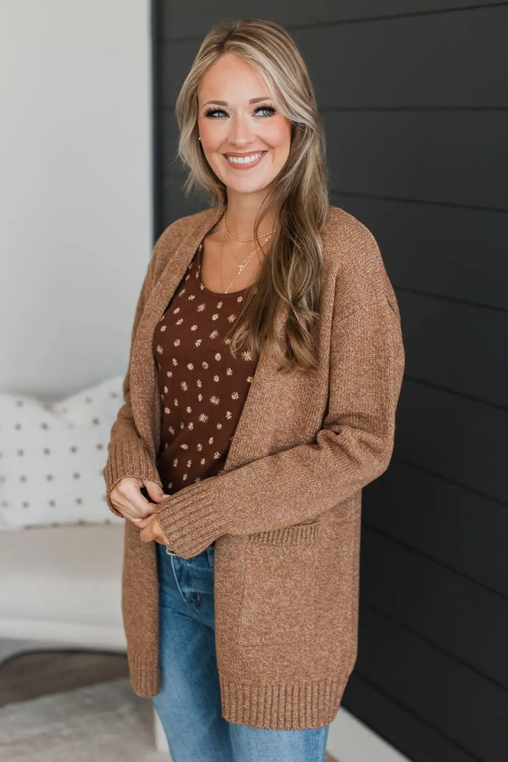 Trust In You Knit Cardigan- Deep Camel