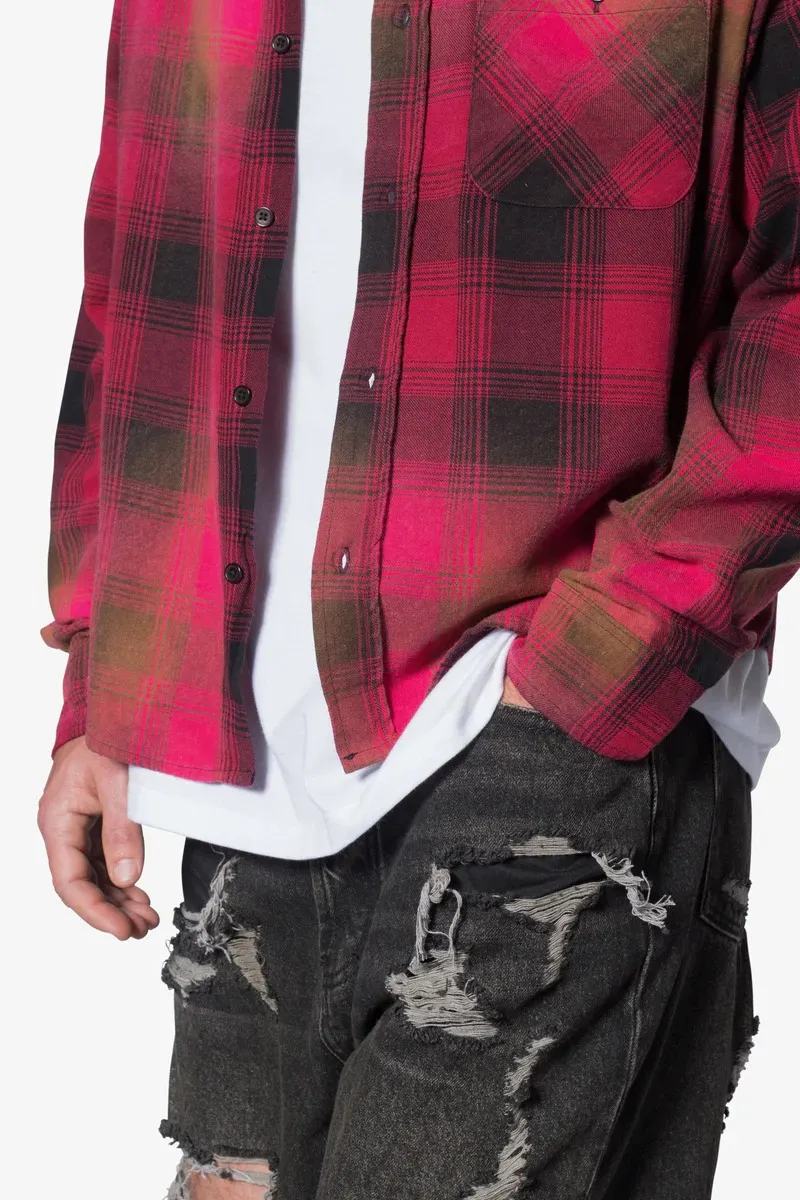RED AND BLACK PLAID FLANNEL SHIRT