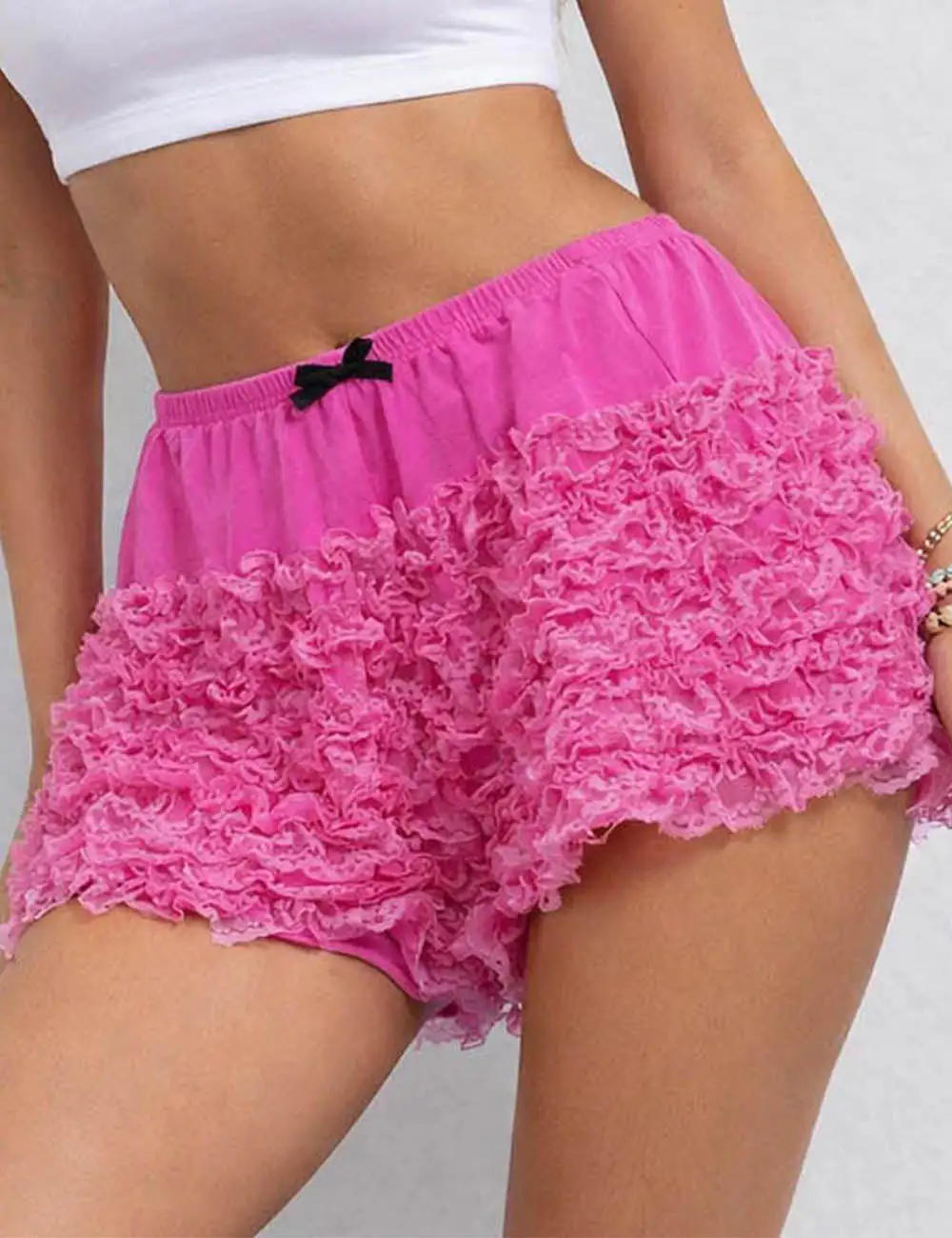 Romantic Lace Tiered Ruffle Mini Shorts