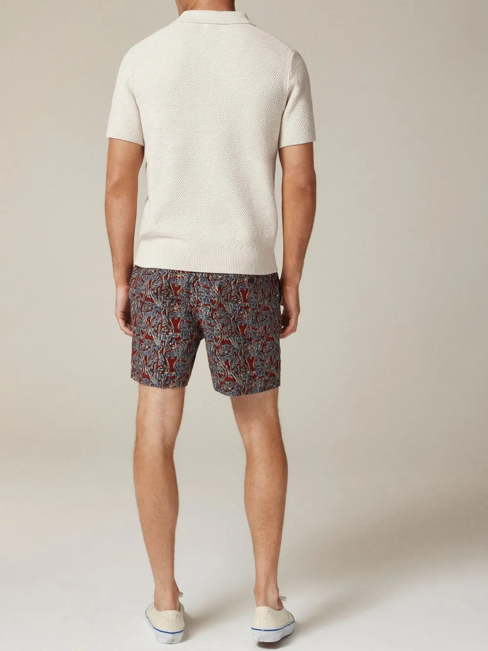 Cream Colored Short Sleeve Polo Style Knit Sweater