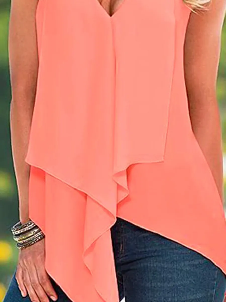 Casual V-neck pleated vest