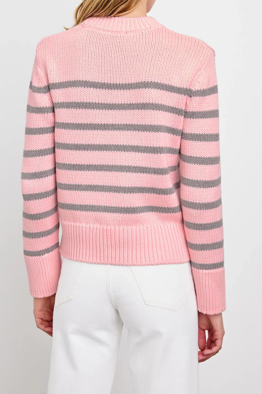 100% Pure Cotton Yarn Women's Striped Knitted Sweater