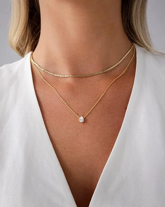 Ridged Halo Layered Necklace