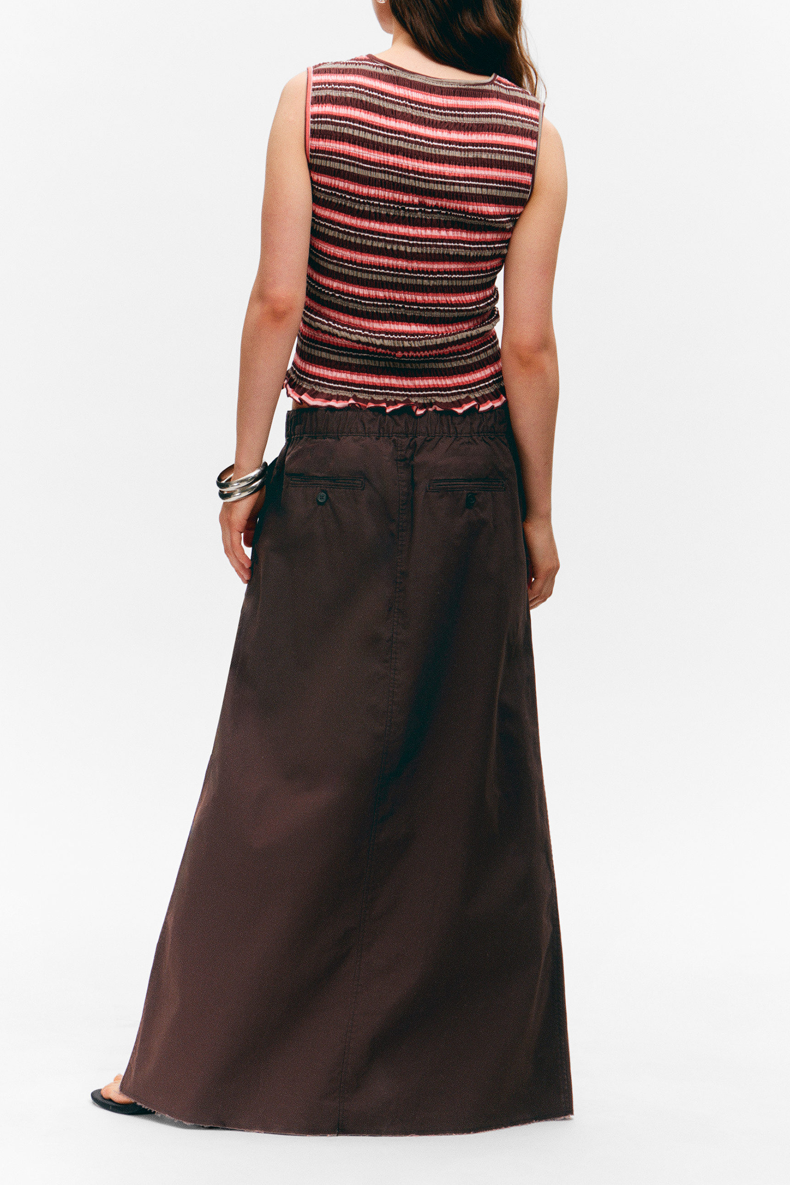 Slit Drawstring Maxi Skirt