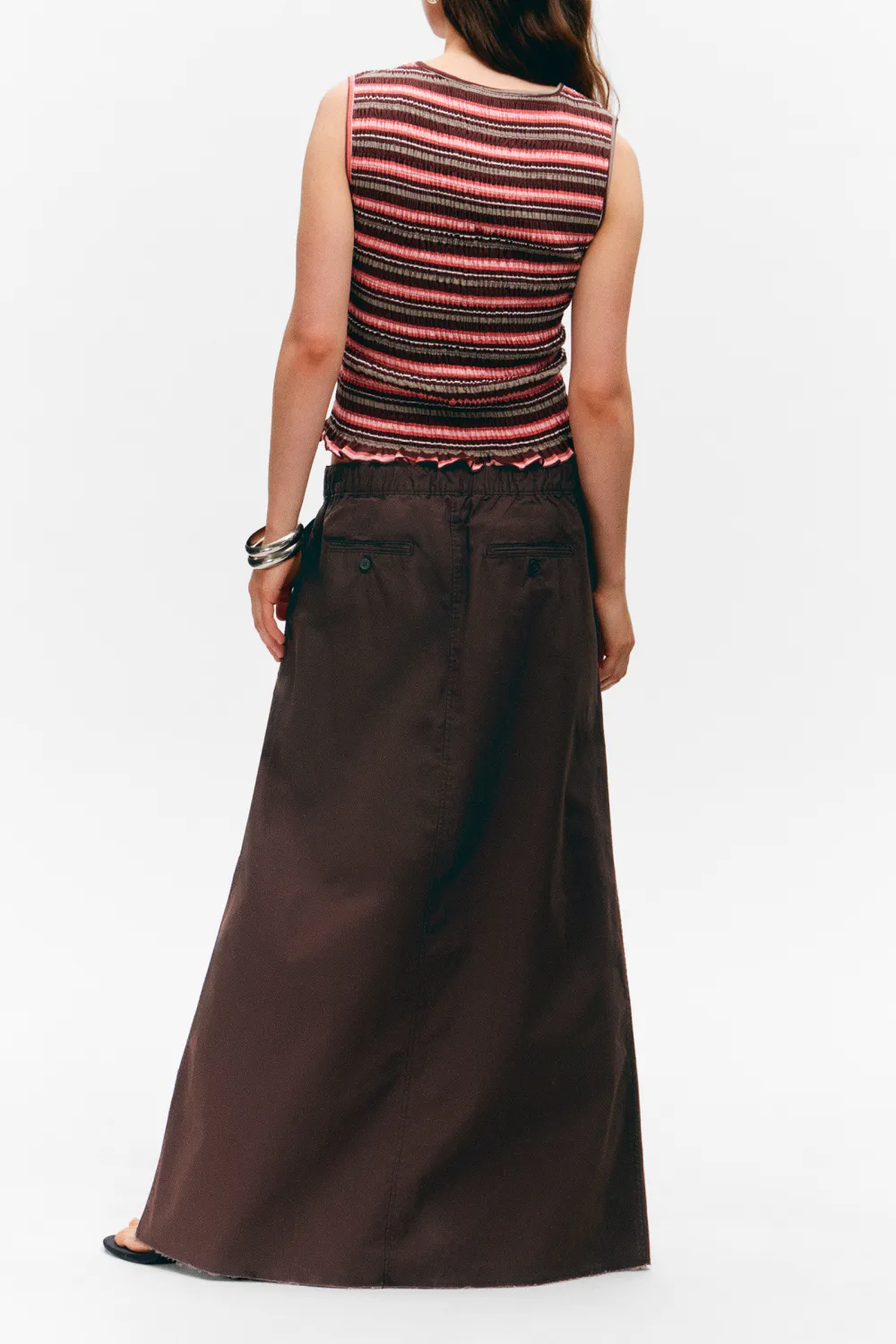 Slit Drawstring Maxi Skirt