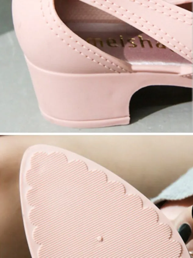 Waterproof Hollow Out Block Heel Beach Shoes