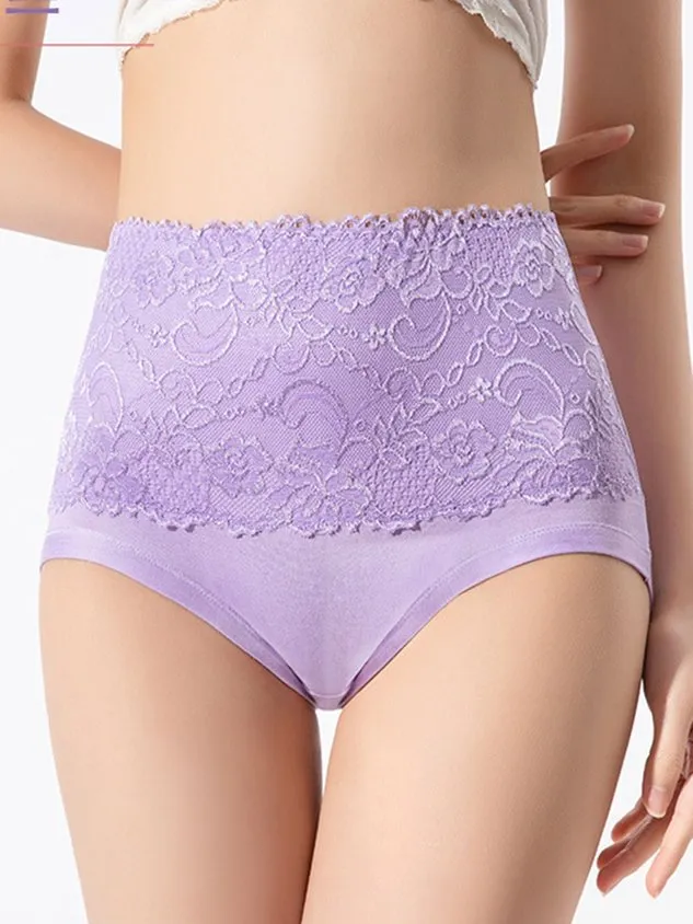 Comfortable Soft Lace High Waist Brief Plus Size