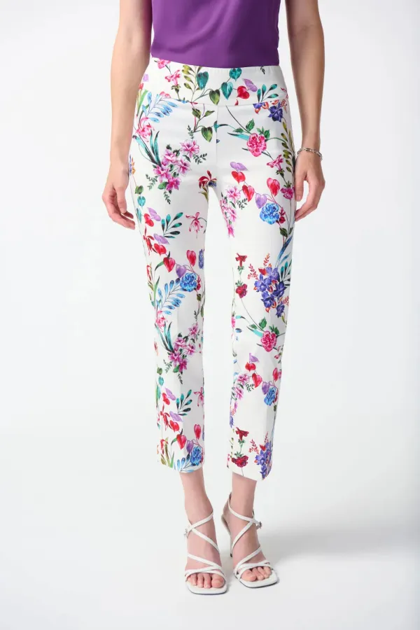 Millennium Floral Print Cropped Pull On Pant