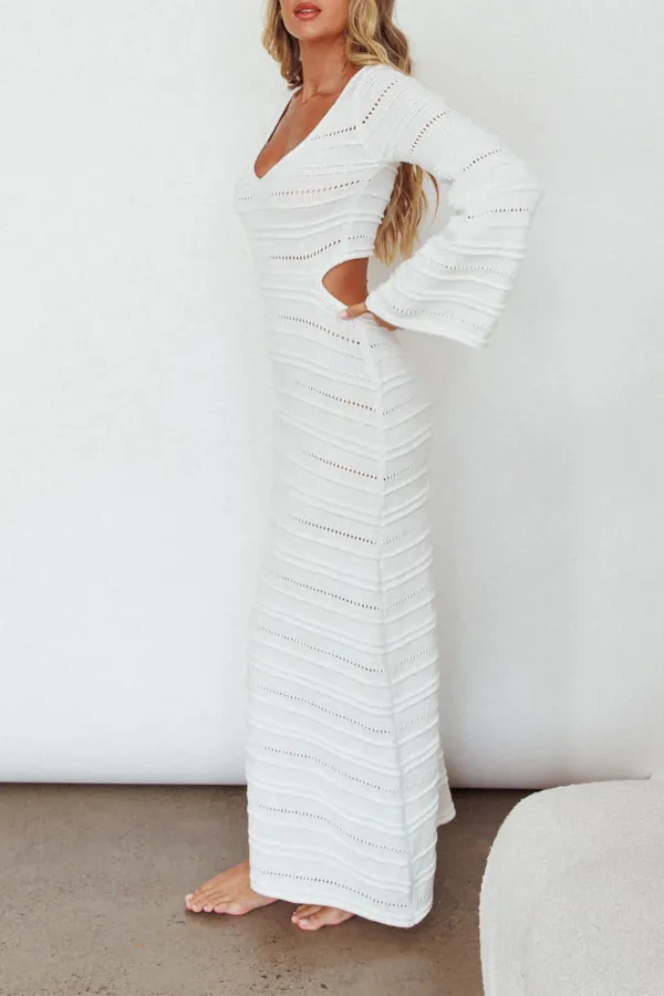Fashionable Trumpet Sleeve Long Dress