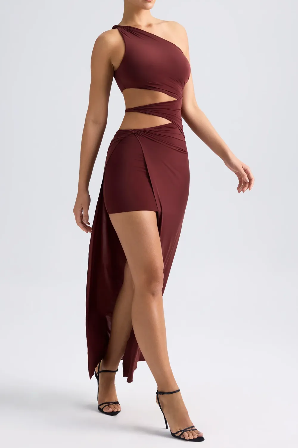 Lightweight One-Shoulder Twist Cutout Dress