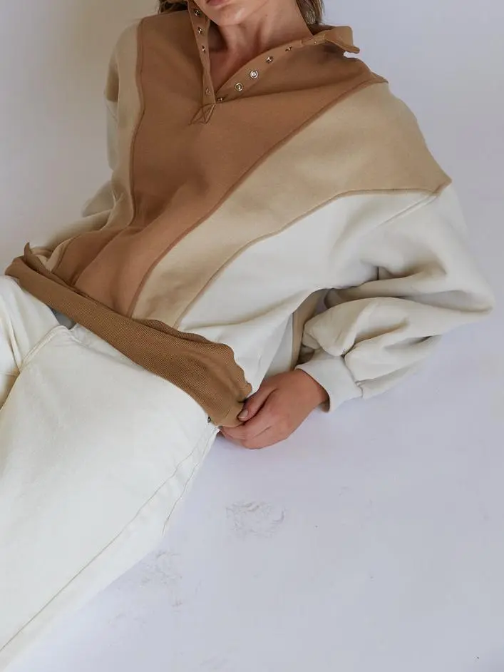 Quarter Button Pullover Sweatshirt