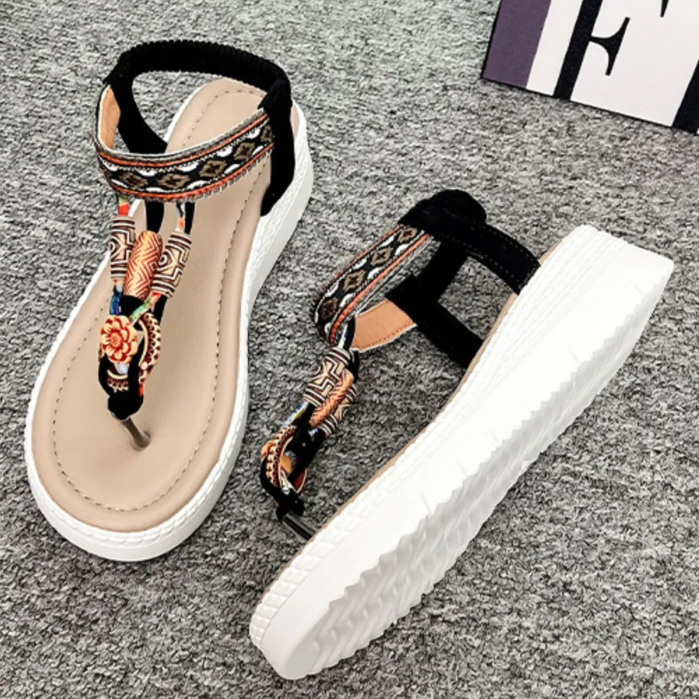 Classic Toe-Post Wedge Sandals