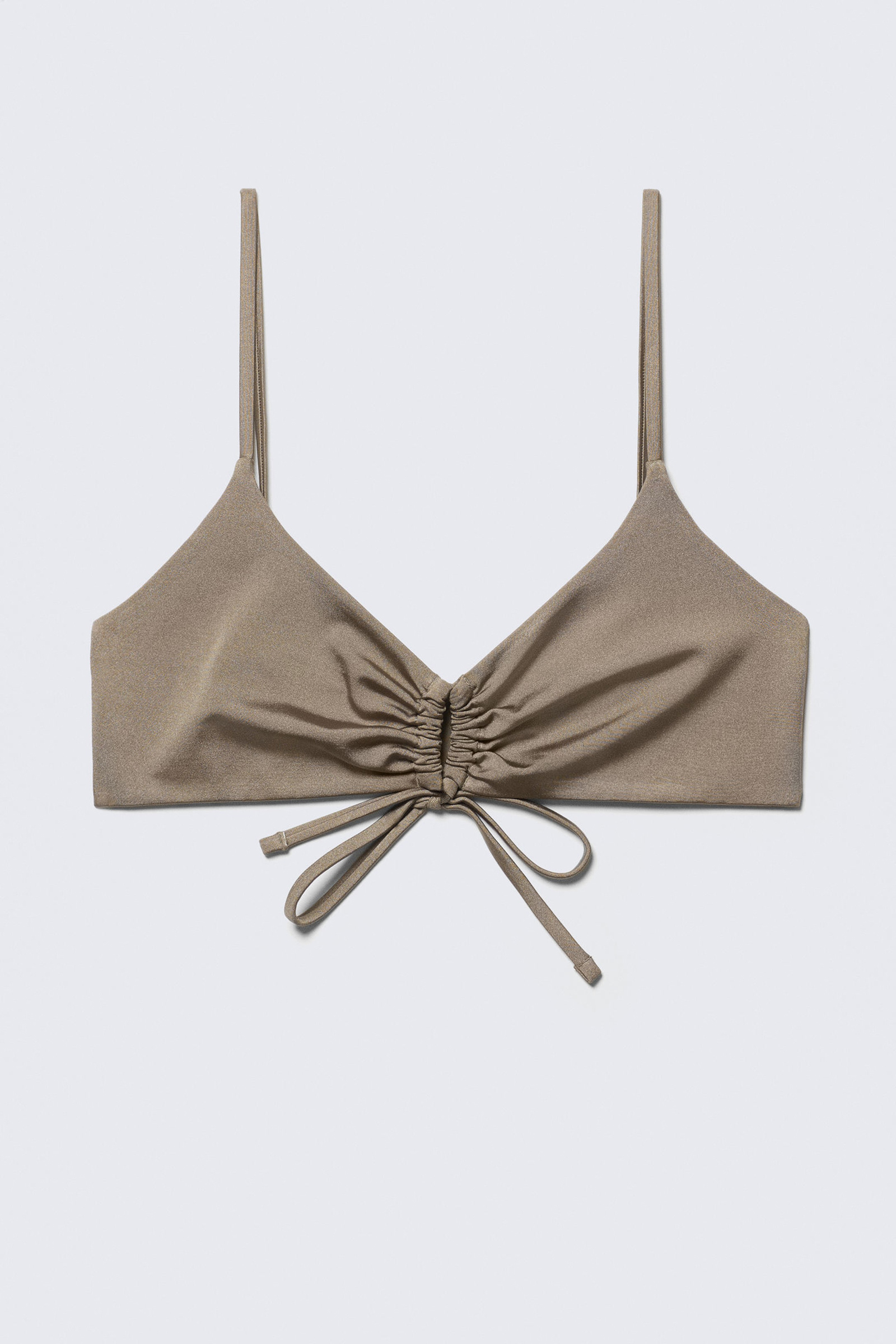 Drawstring Plain Bikini Top