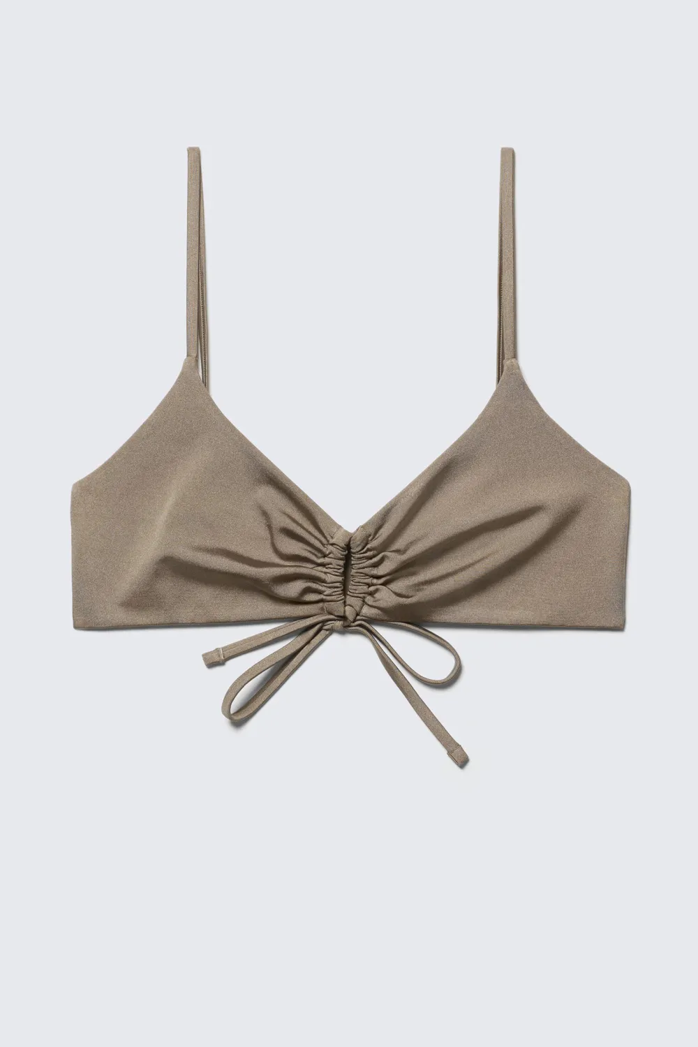 Drawstring Plain Bikini Top