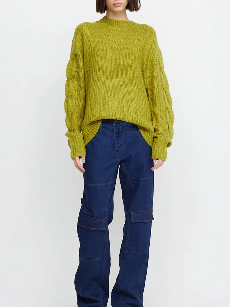 Olive Green Chunky Knit Sweater