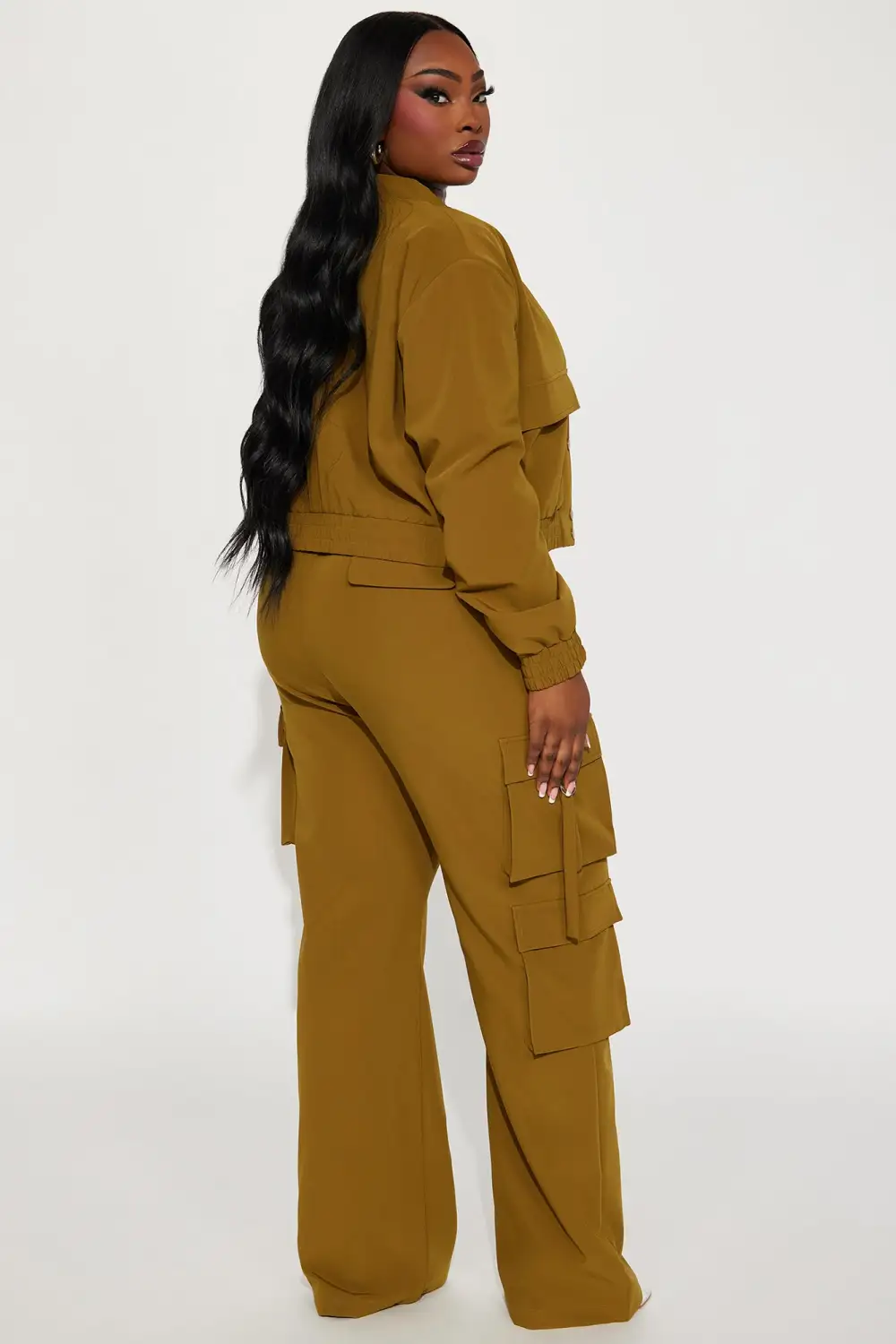 Caught Me Cargo Pant Set - Olive