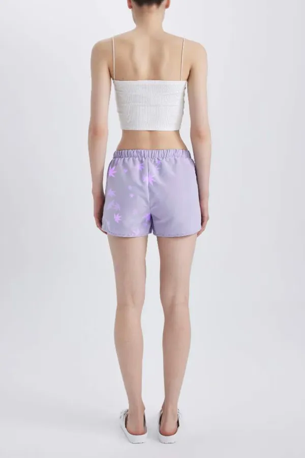 Print Elastic Waist Swim Shorts