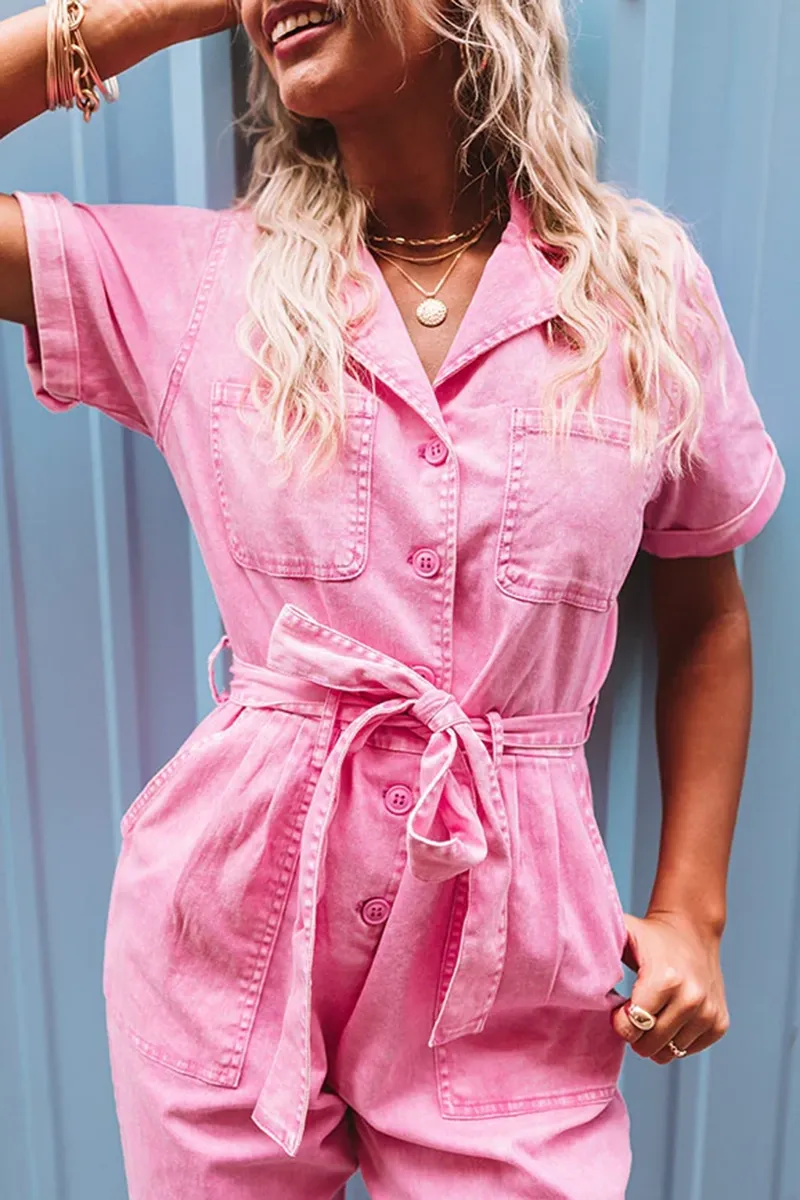 Fashion Workwear Style Pure Cotton Women's Jumpsuit