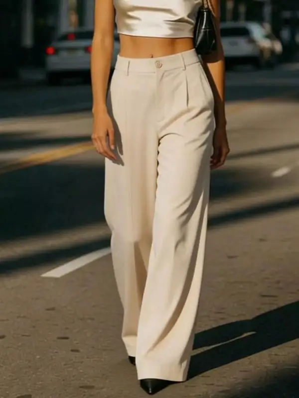 High Waisted Wide Leg Pleated Pants