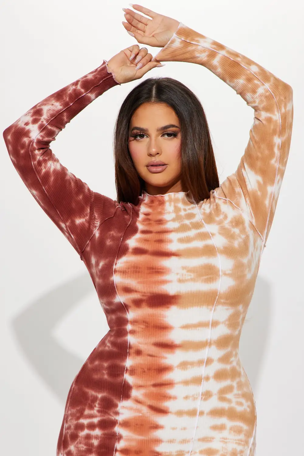 Rene Tie Dye Midi Dress - Chocolate/Combo