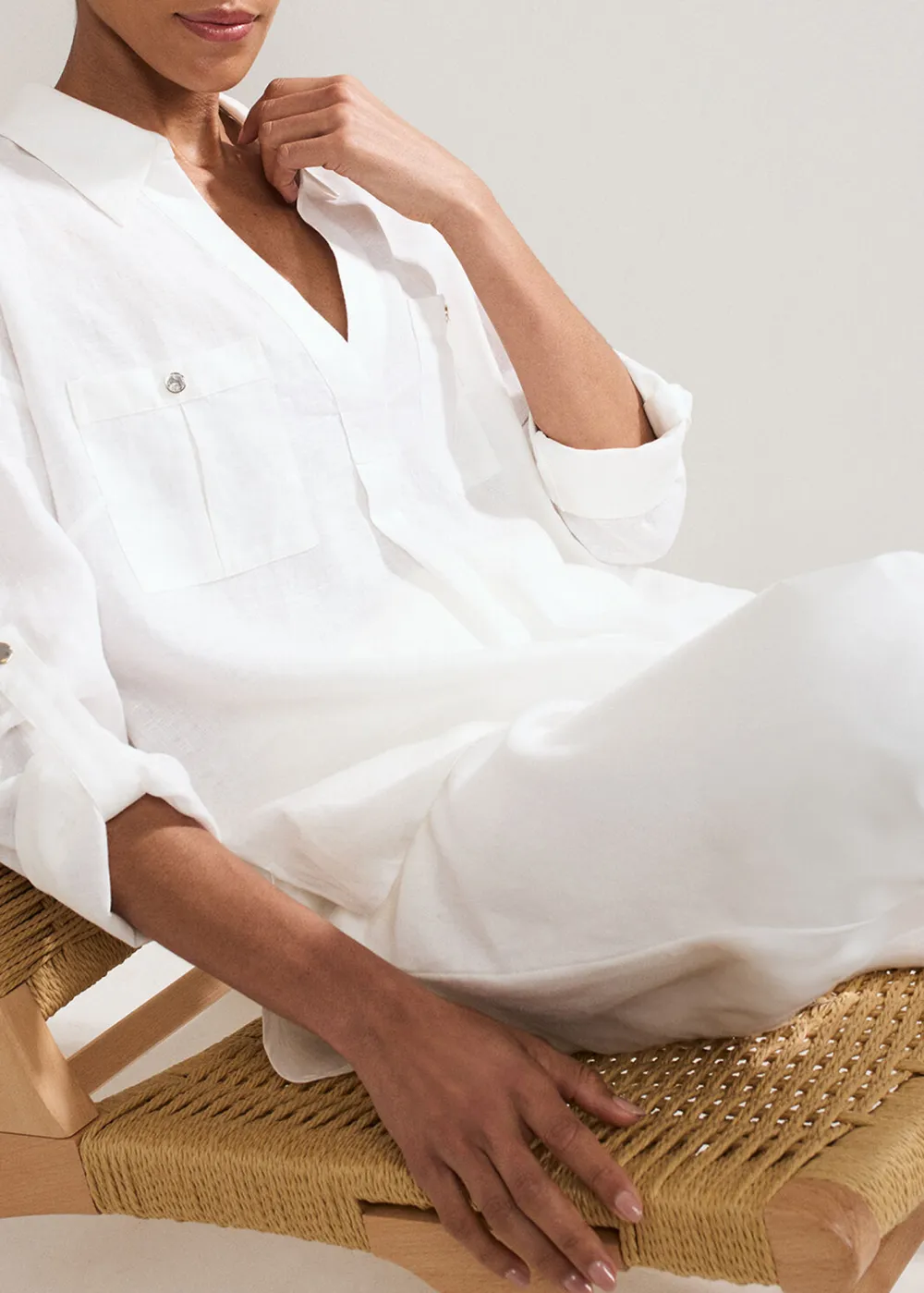 Casual Solid Linen Women's Shirt