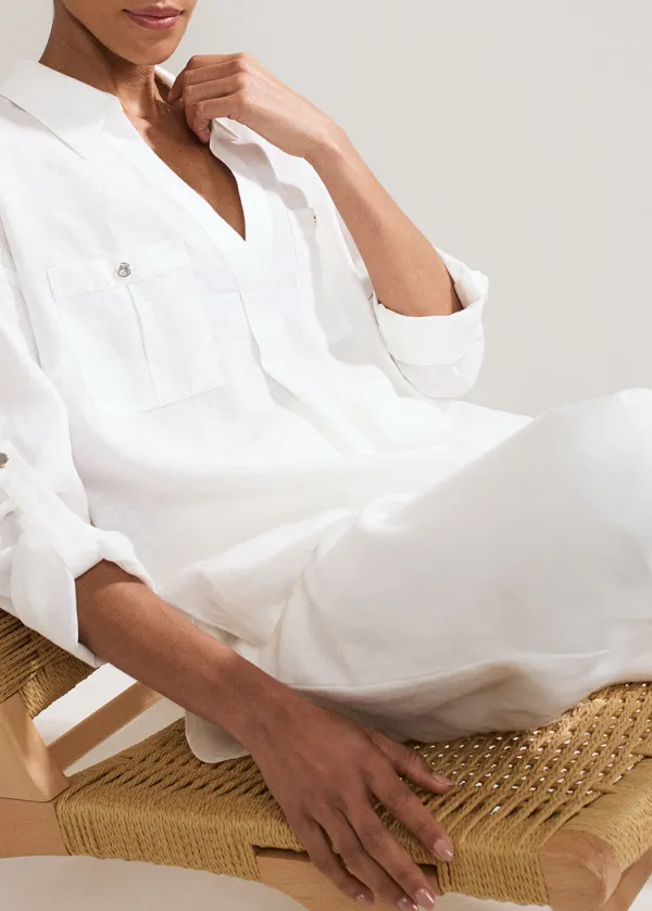 Casual Solid Linen Women's Shirt