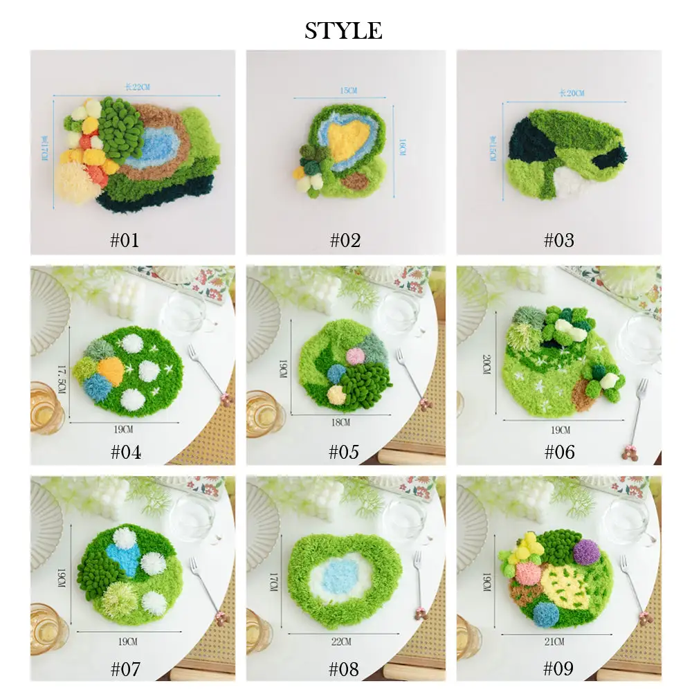 Handmade Moss Rug & Coasters Tufting Coaster Handmade Material Pack Kit