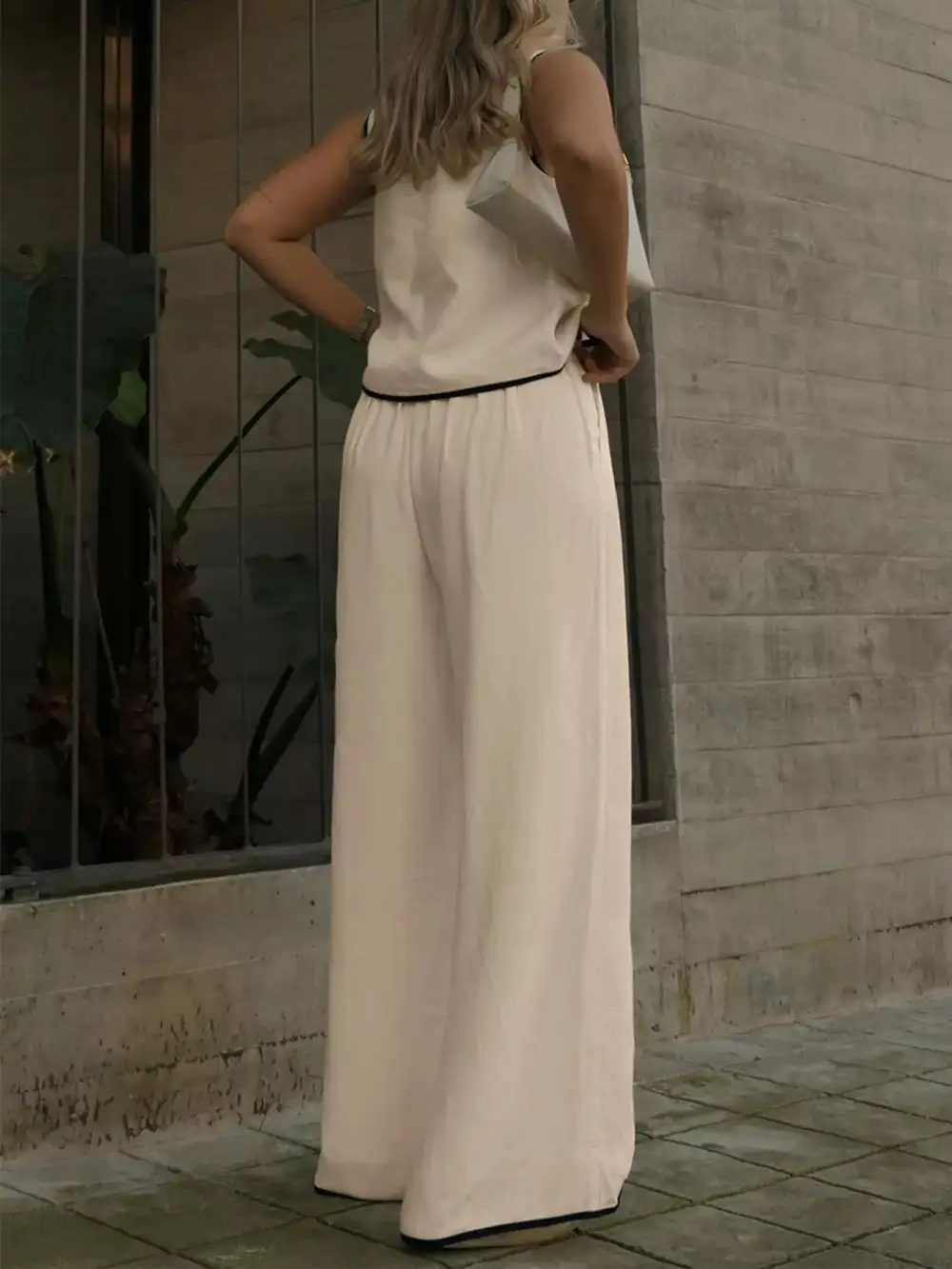 Wide Leg Contrast Jumpsuit