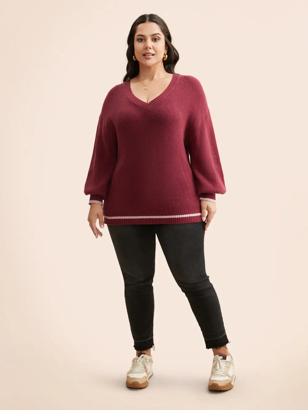 Supersoft Essentials V Neck Contrast Trim Pullover