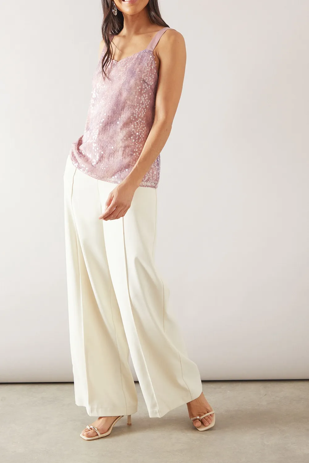 Temperament Wide Strap Sequined Ladies Vest