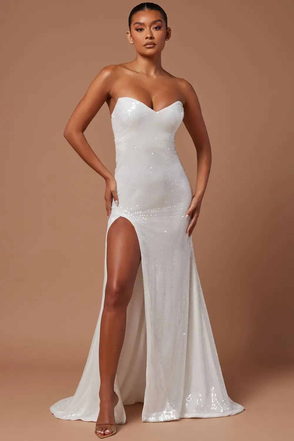 Deana Sequin Gown - White