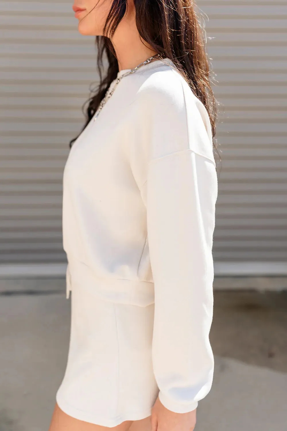 Dropped Shoulder Cropped Sweatshirt