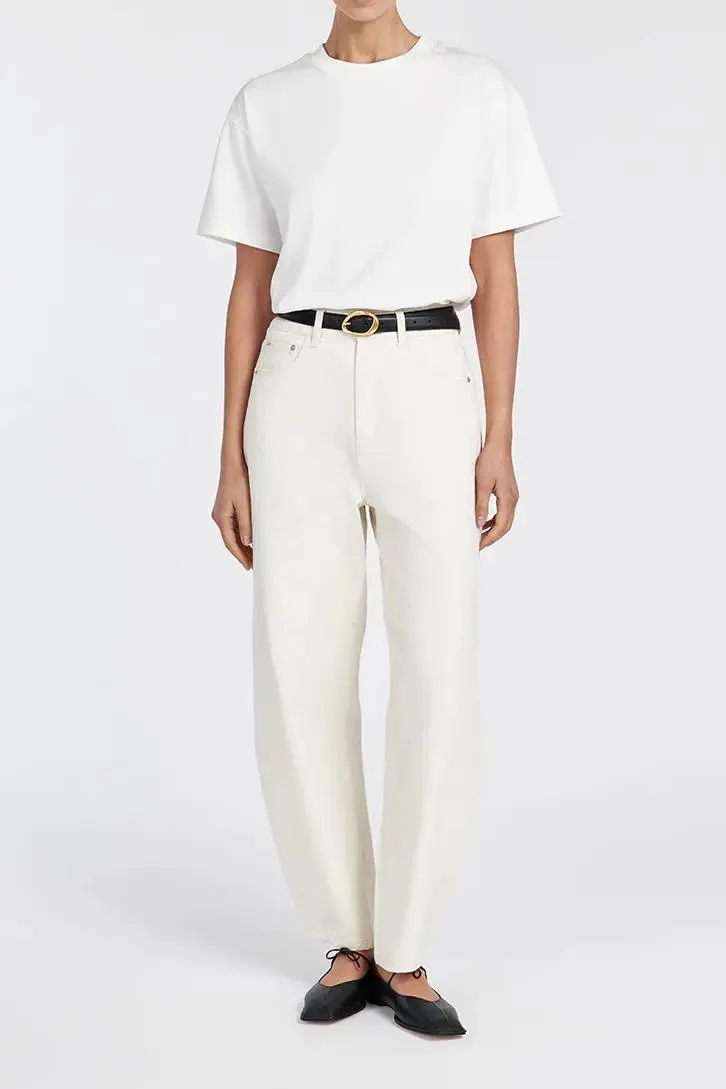 CREAM BARREL LEG JEAN