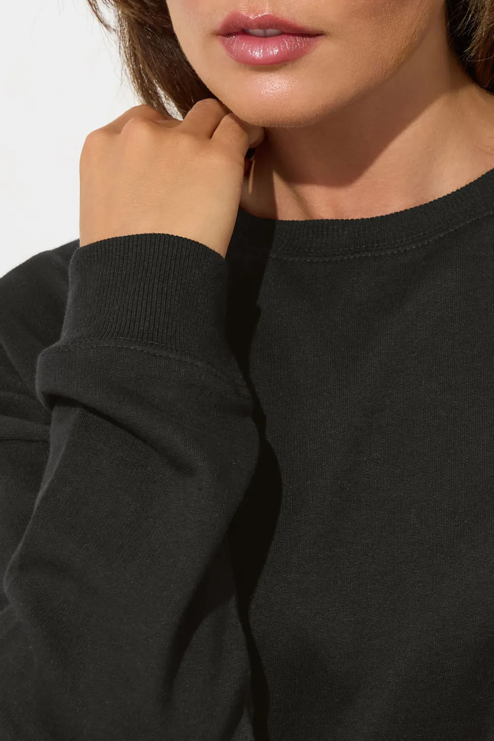 Solid Color Ribbed Sweatshirt