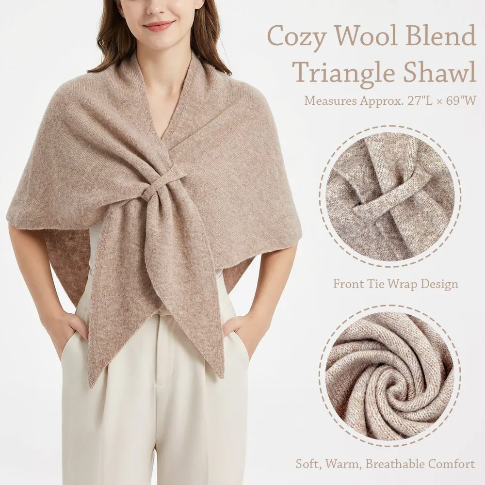 2026 Spring/Fall Faux Cashmere Lazy Style Multi-Color Loose Shawl for Women Warm Triangle Scarf Cape Layering Outerwear
