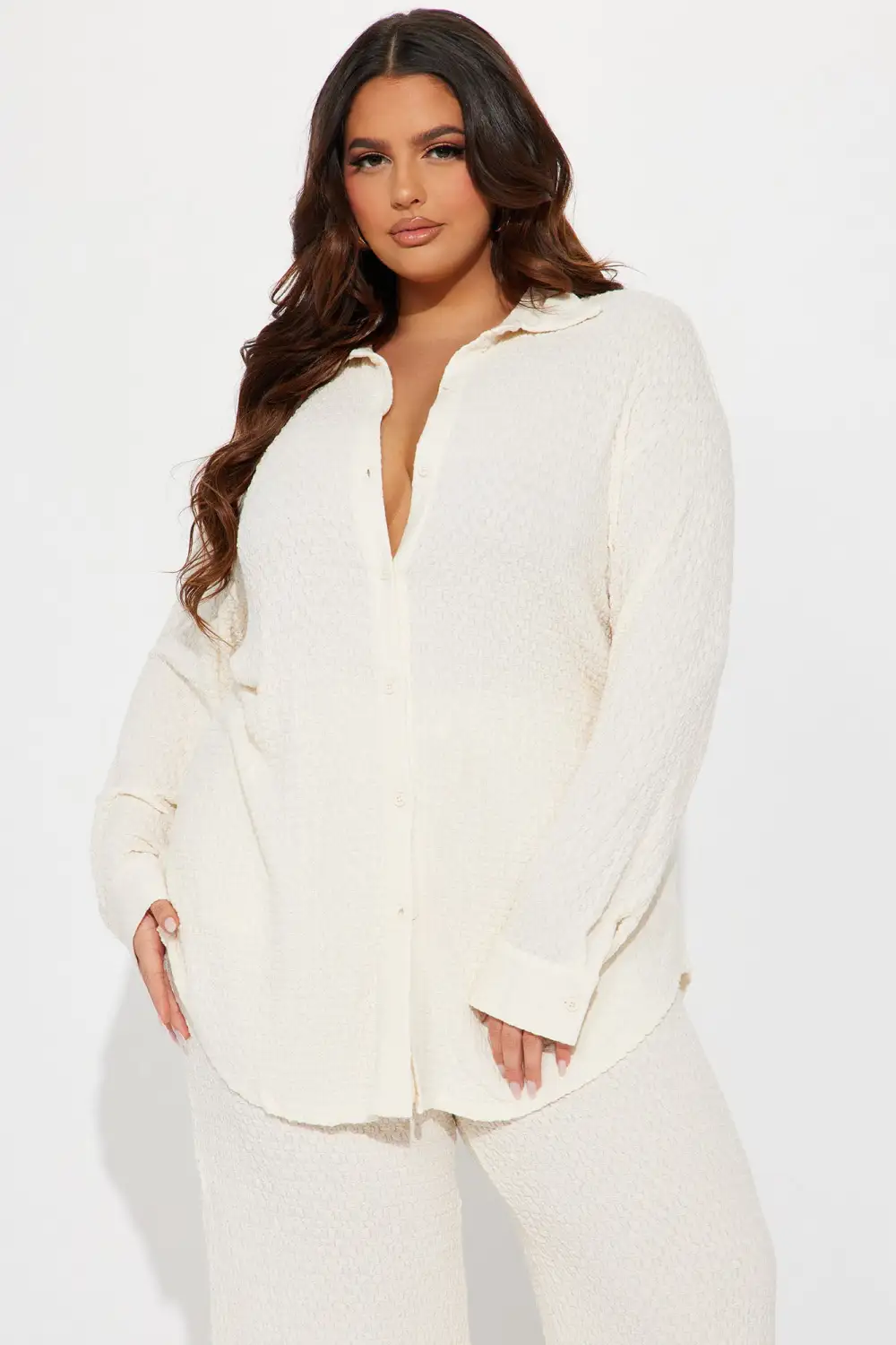 Fly With Me Textured Pant Set - Stone
