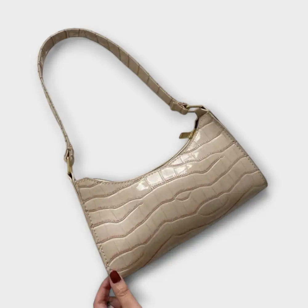 Structured Foldover Leather Handbag