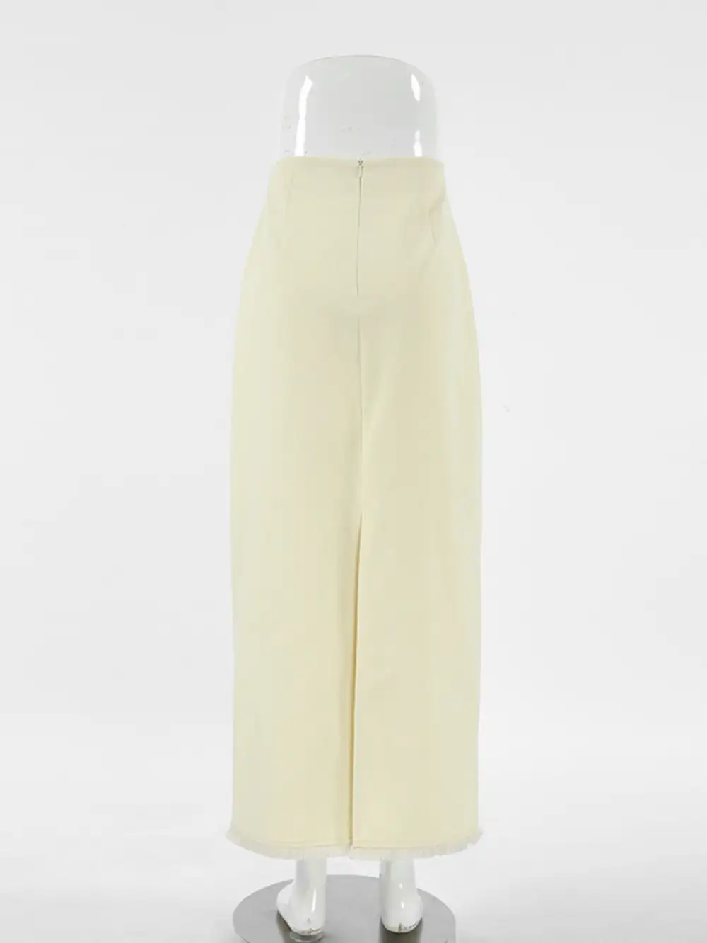 Cotton Blend Slit Skirt