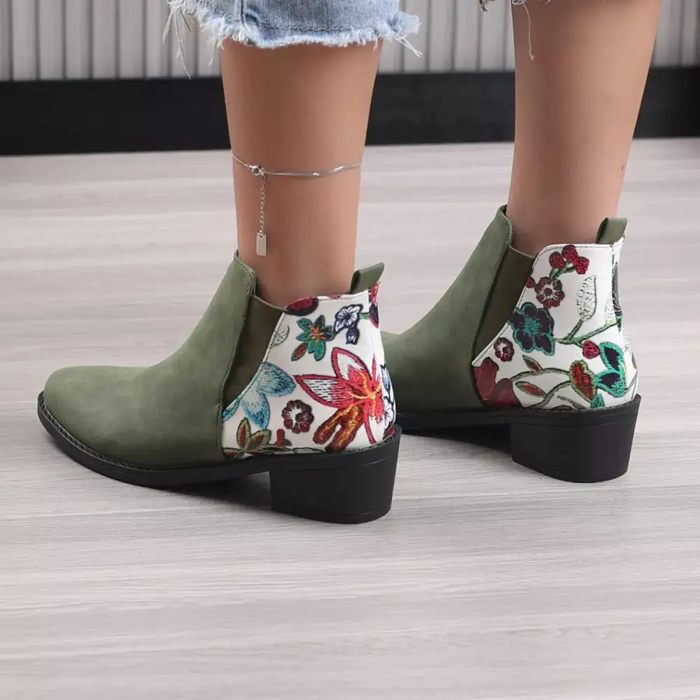 Pointed Toe Block Heel Ankle Boots