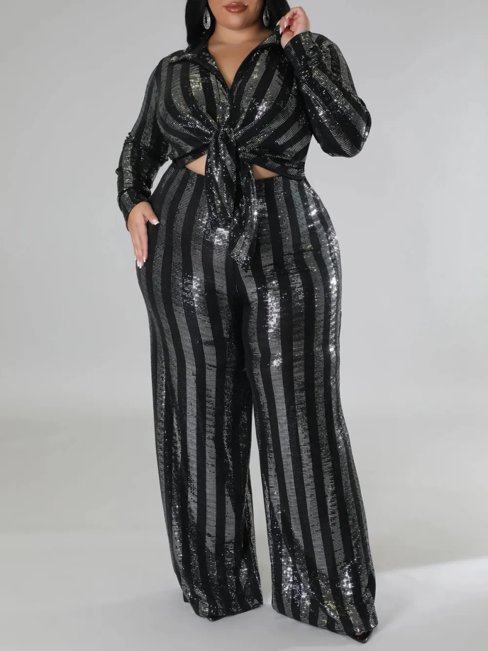 Women'S Fashion Sequin Striped Suit