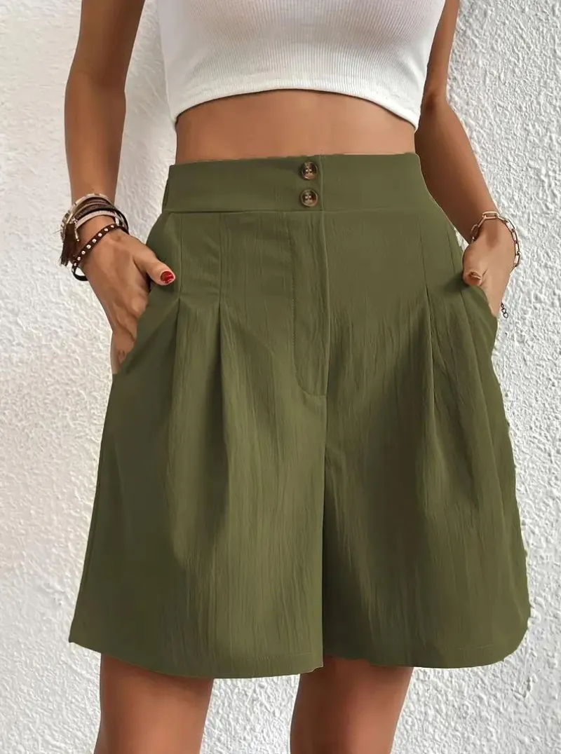 High Waisted Pleated Shorts